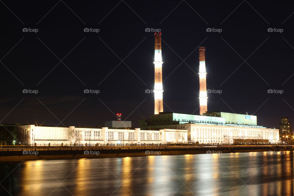 night Moscow city view