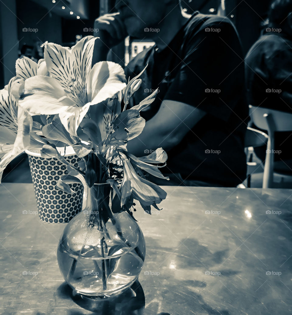 Thinking in the shadows of the flowers.