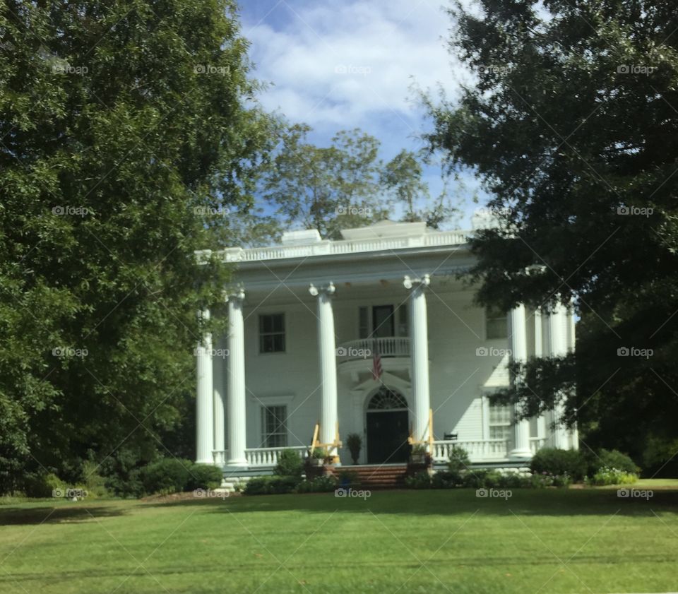 Very old antebellum house in the Deep South in Historic town.