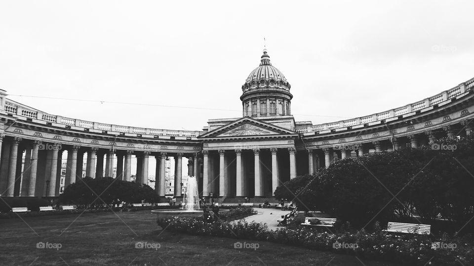 Beautiful architecture, city view Cathedral with columns