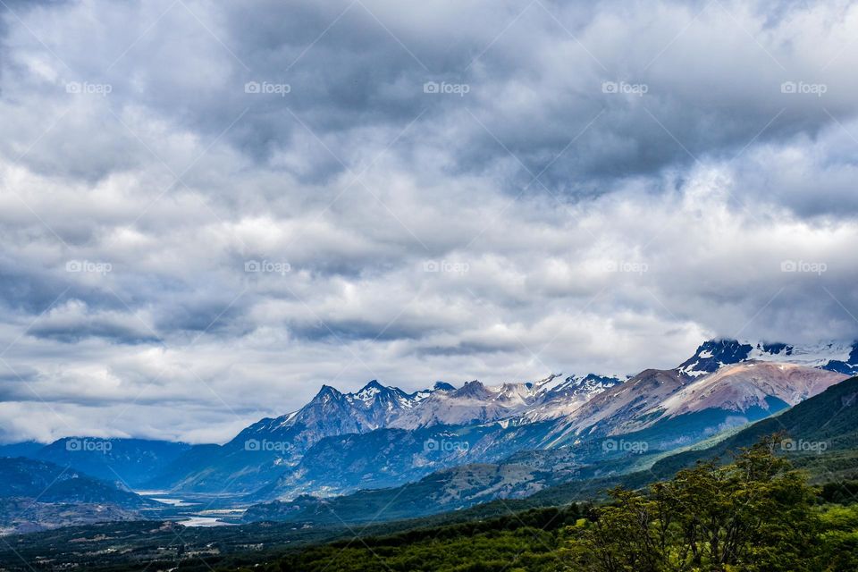 mountains in city of puerto Ibañez valley, chilean Patagonia 