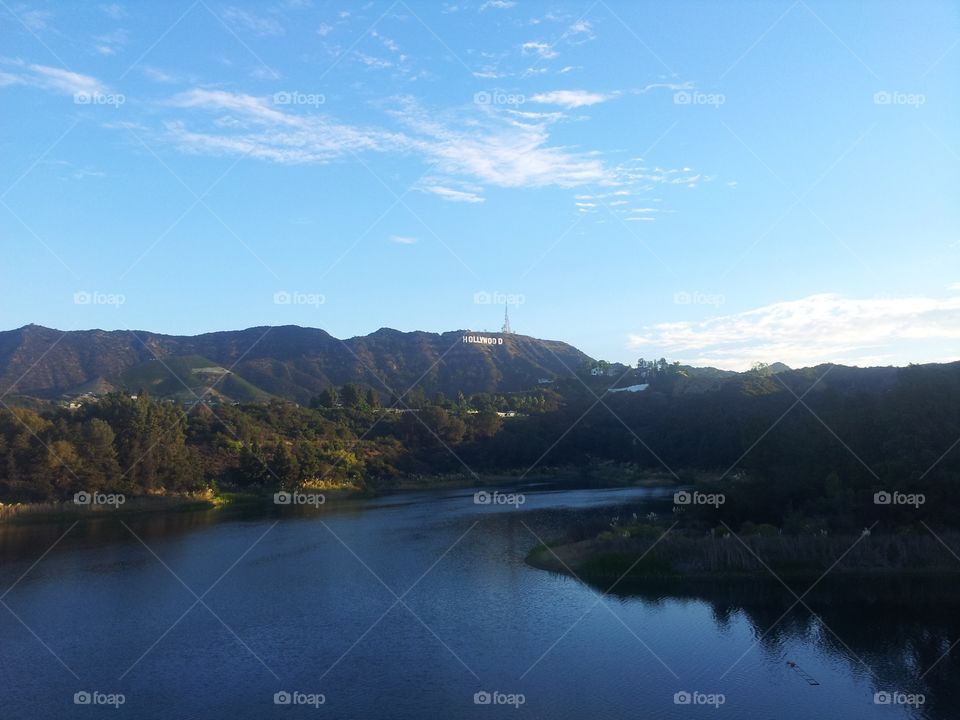 Hollywood sign from Hollywood reservoir