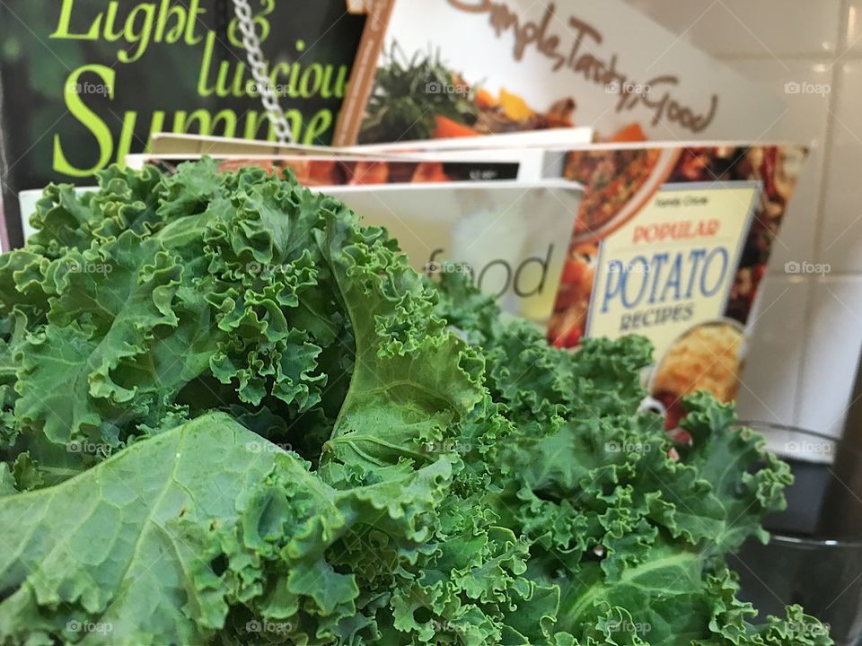 Fresh produce curly kale super food 