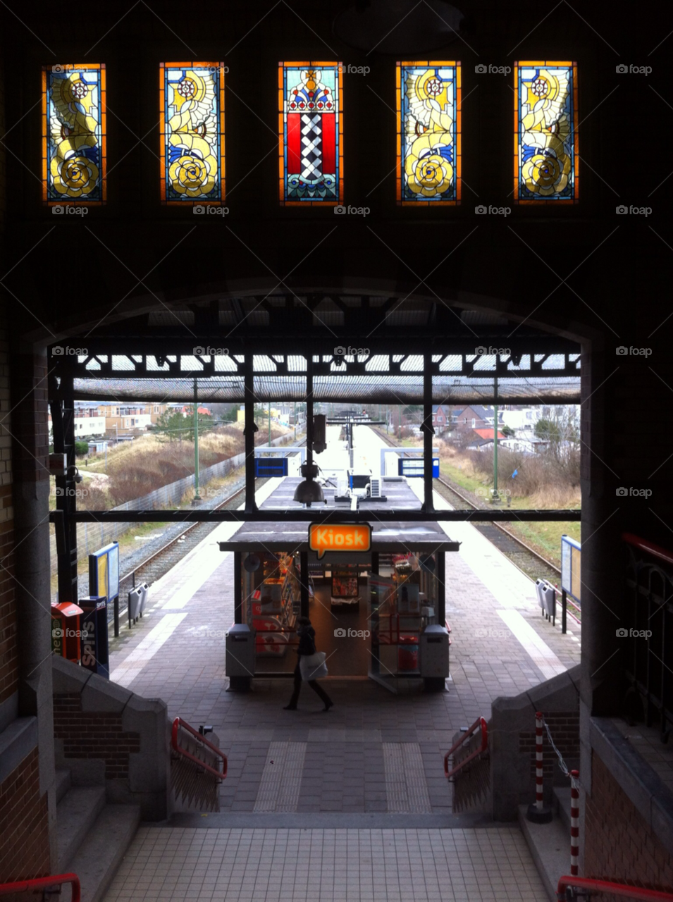 train station kiosk train tracks zandvoort aan zee by KathOnEarth