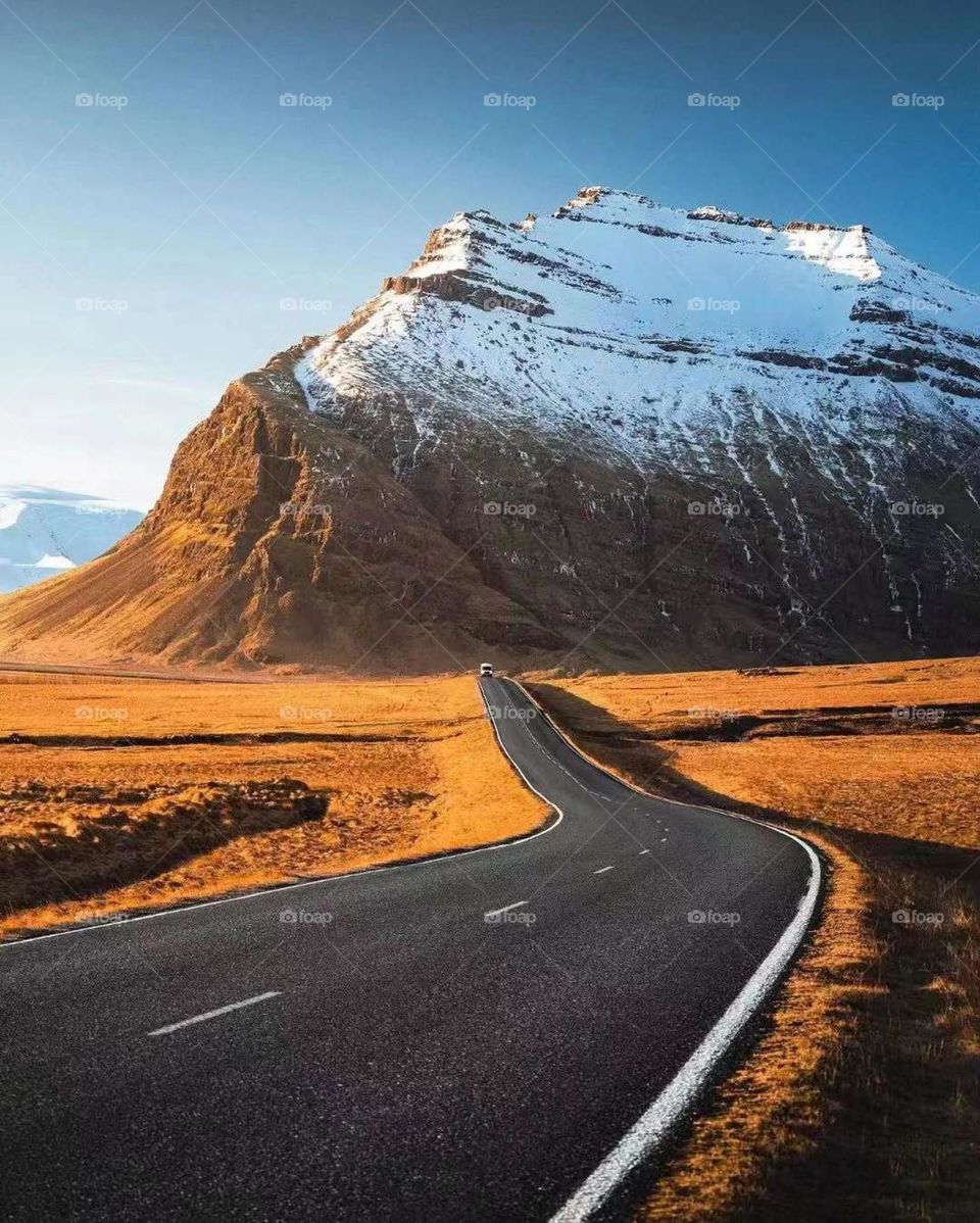 landscape mountain and road