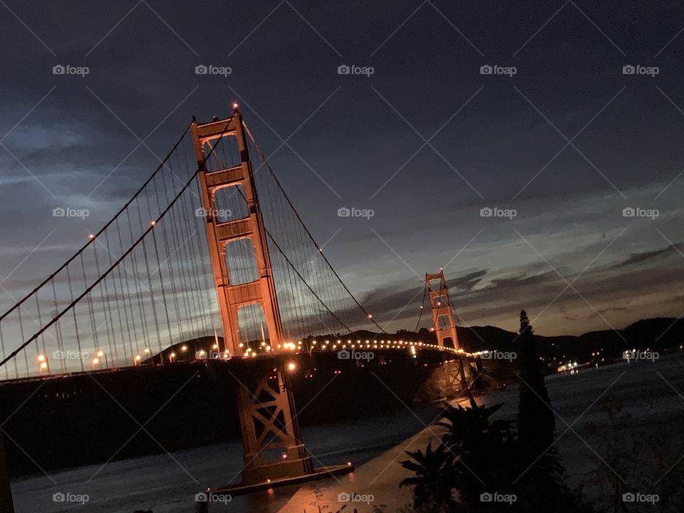 Night view of golden gate 