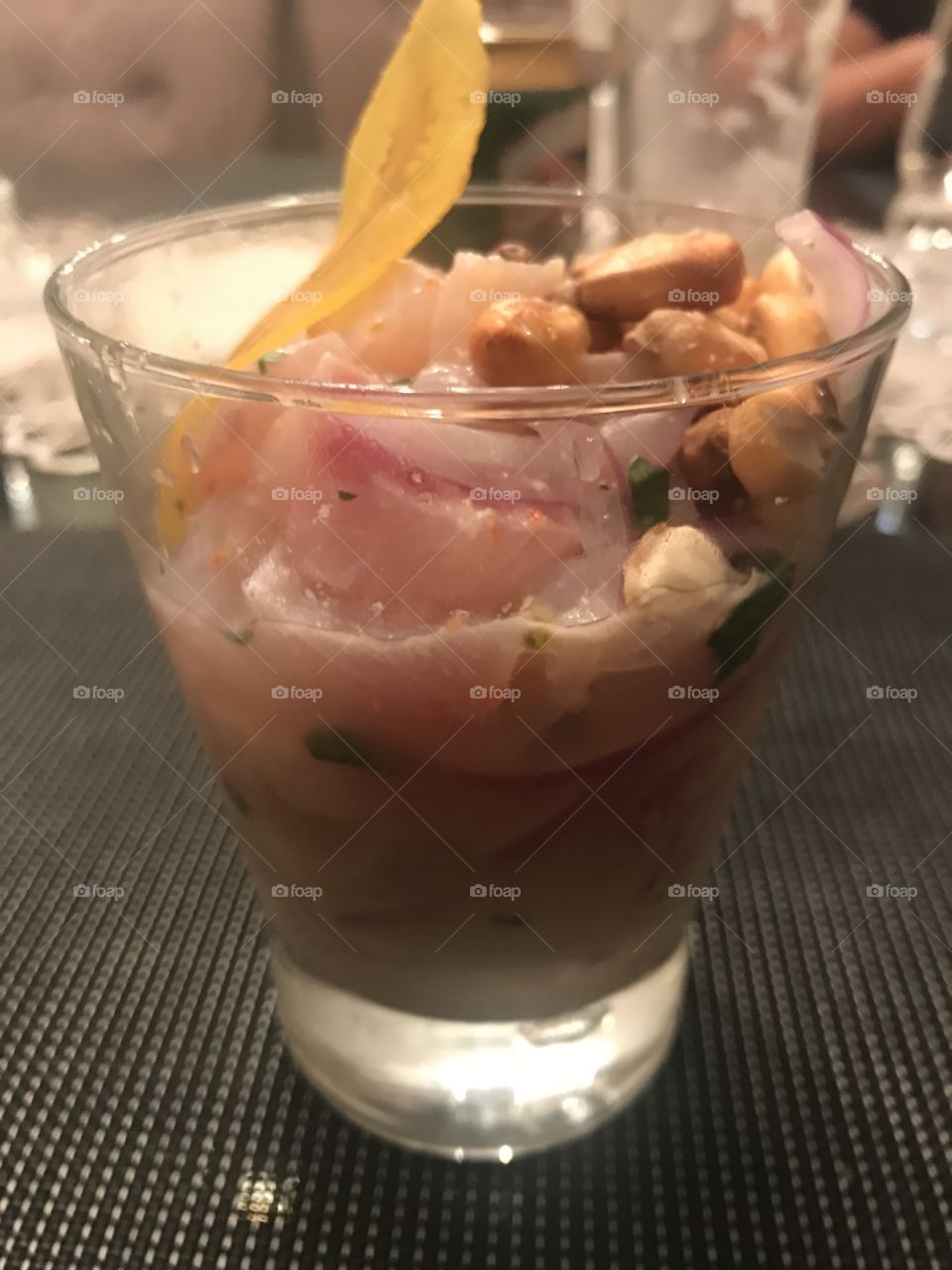 Peruvian ceviche in a glass