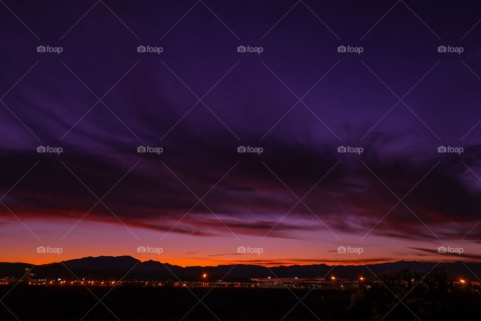 Twilight over mountain range in Southern Nevada this evening.