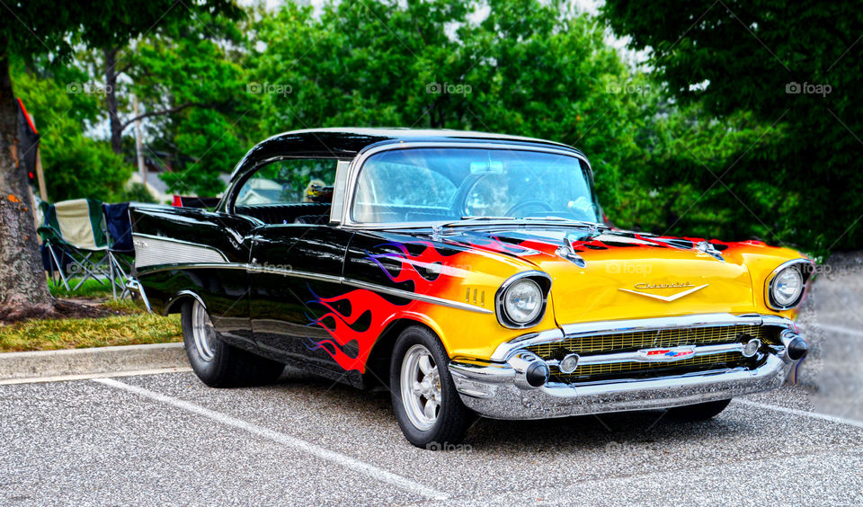 Hot Rod. Hot Rod decked out with flames of a local car show