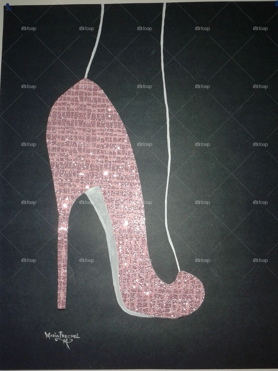 high heel shoe. a high heel shoe I did with glitter paper
