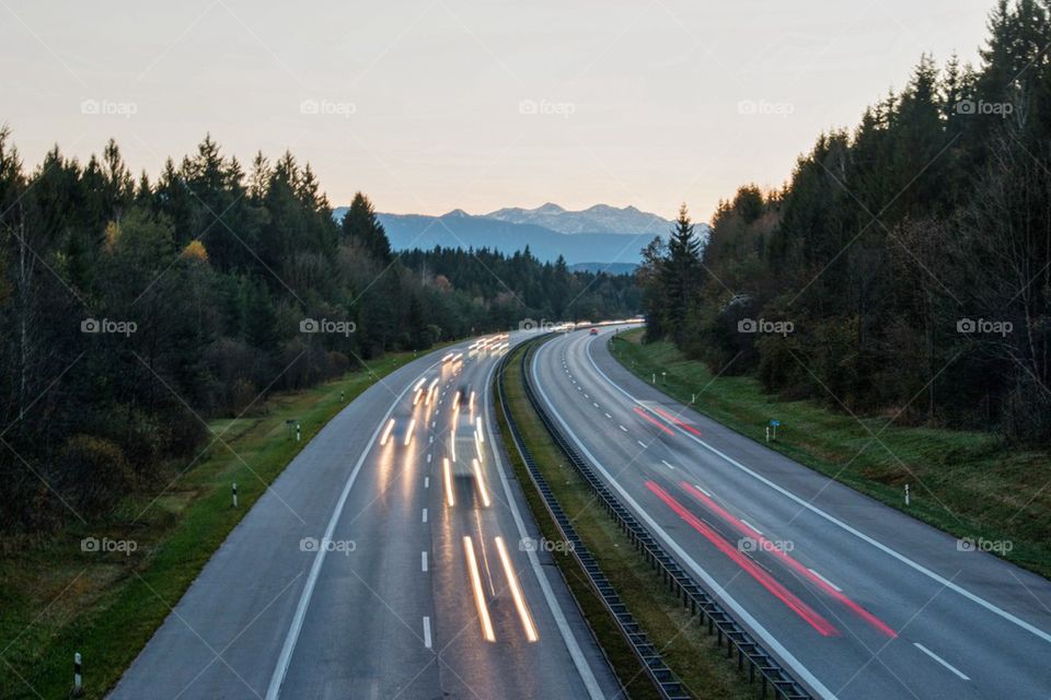 German autobahn at night