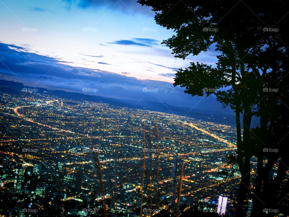 Cityscape of Bogota at dusk