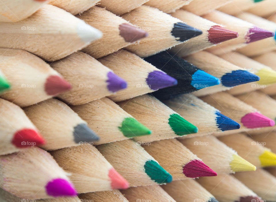Stack of sharper colorful pencils
