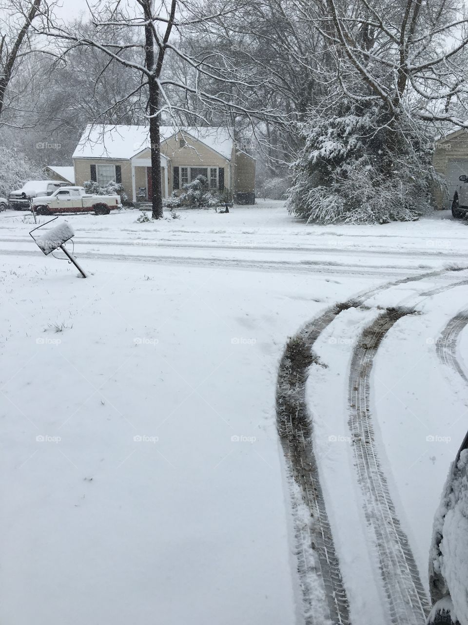 Snowy driveway.