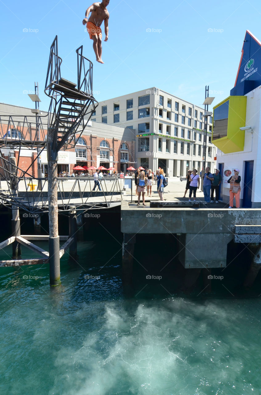 Jumping into harbour