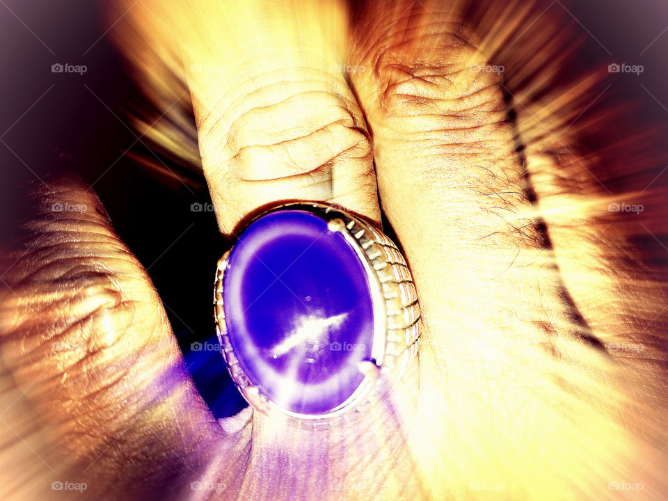Beautiful Blue Safir Together With My Finger