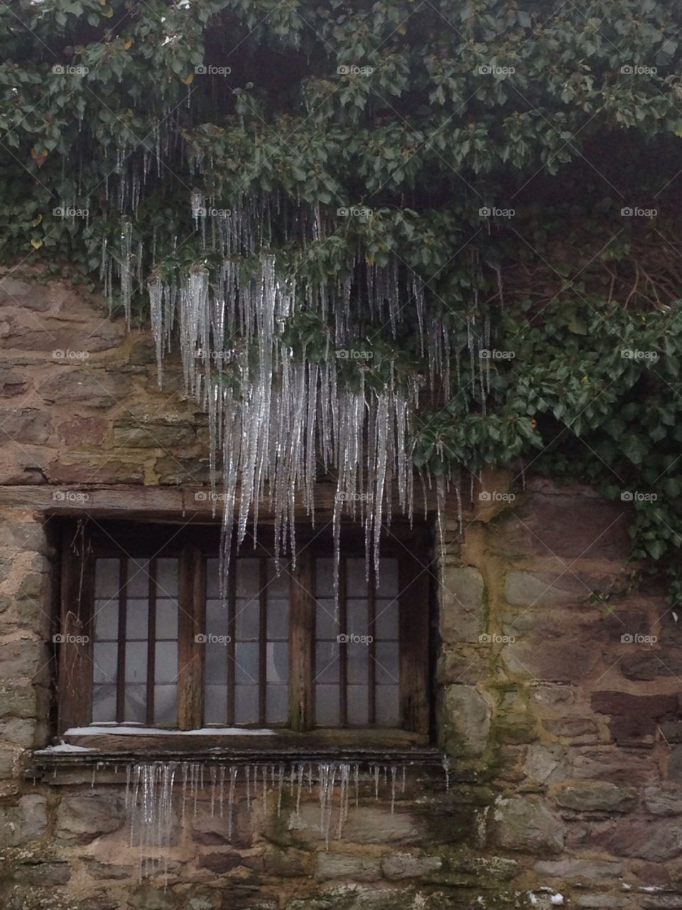 Icicles on cathedral window