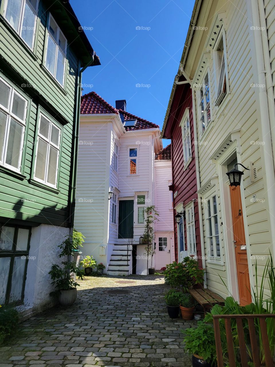 in the streets of Bergen by a sunny day, Norway