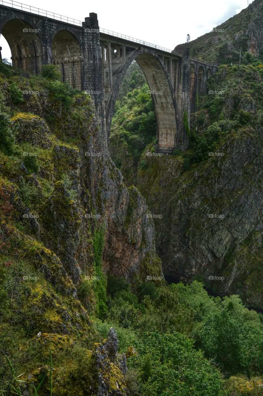 Old Railway Bridge. Old railway bridge over the river Ulla in Galicia, Spain