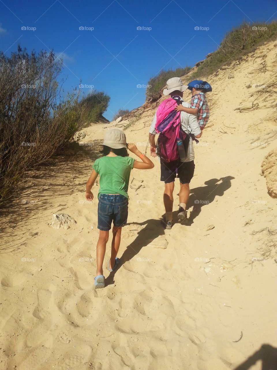 Hiking on a desert island trail