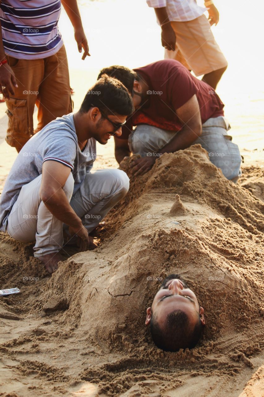 Friends having fun in beach