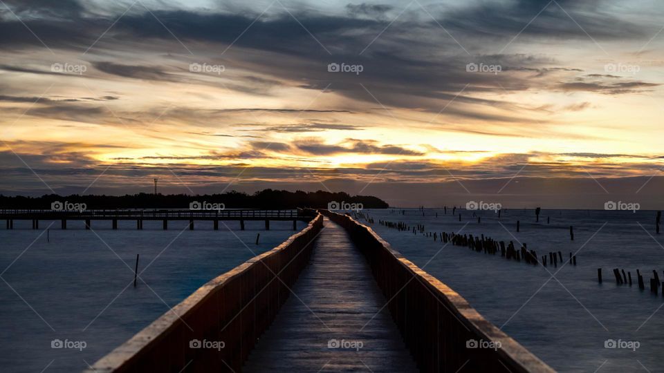 Sunrise at Red bridge Samitsakorn Thailand