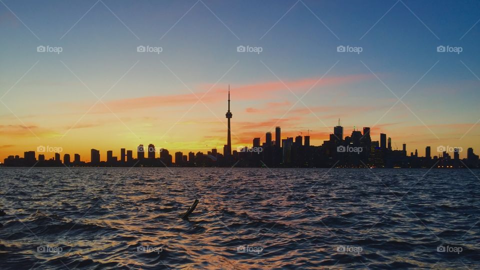 Toronto skyline sunset