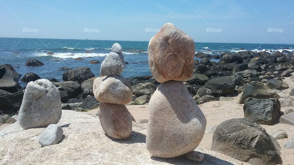 Stone Stacks Westerly Beach, Rhode Island