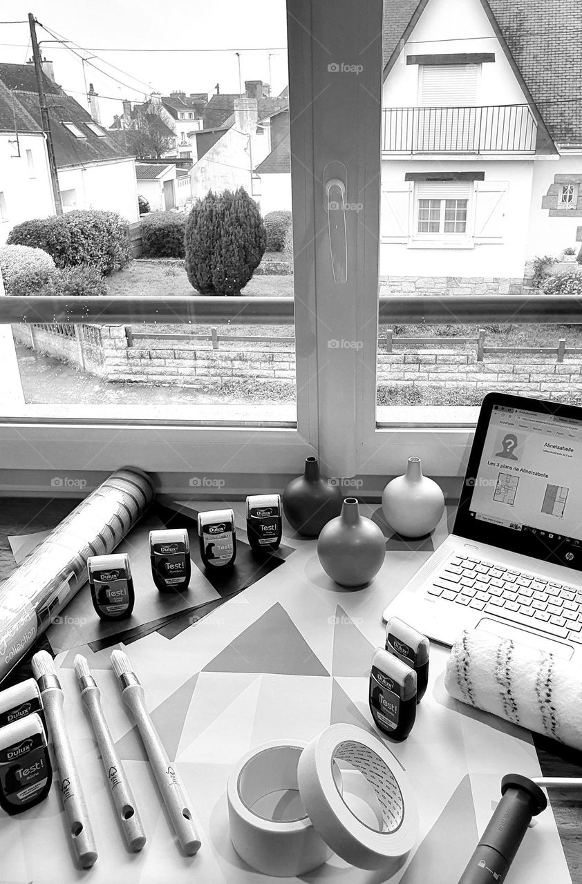 Flatlay of painting and decorating items