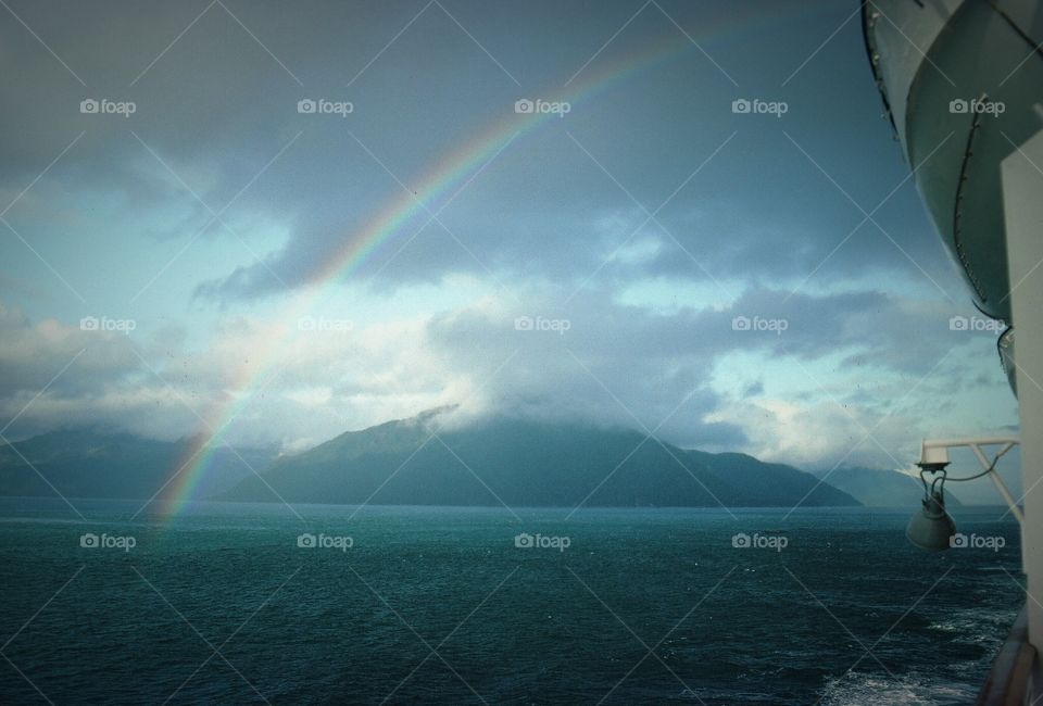 Rainbow over the bow