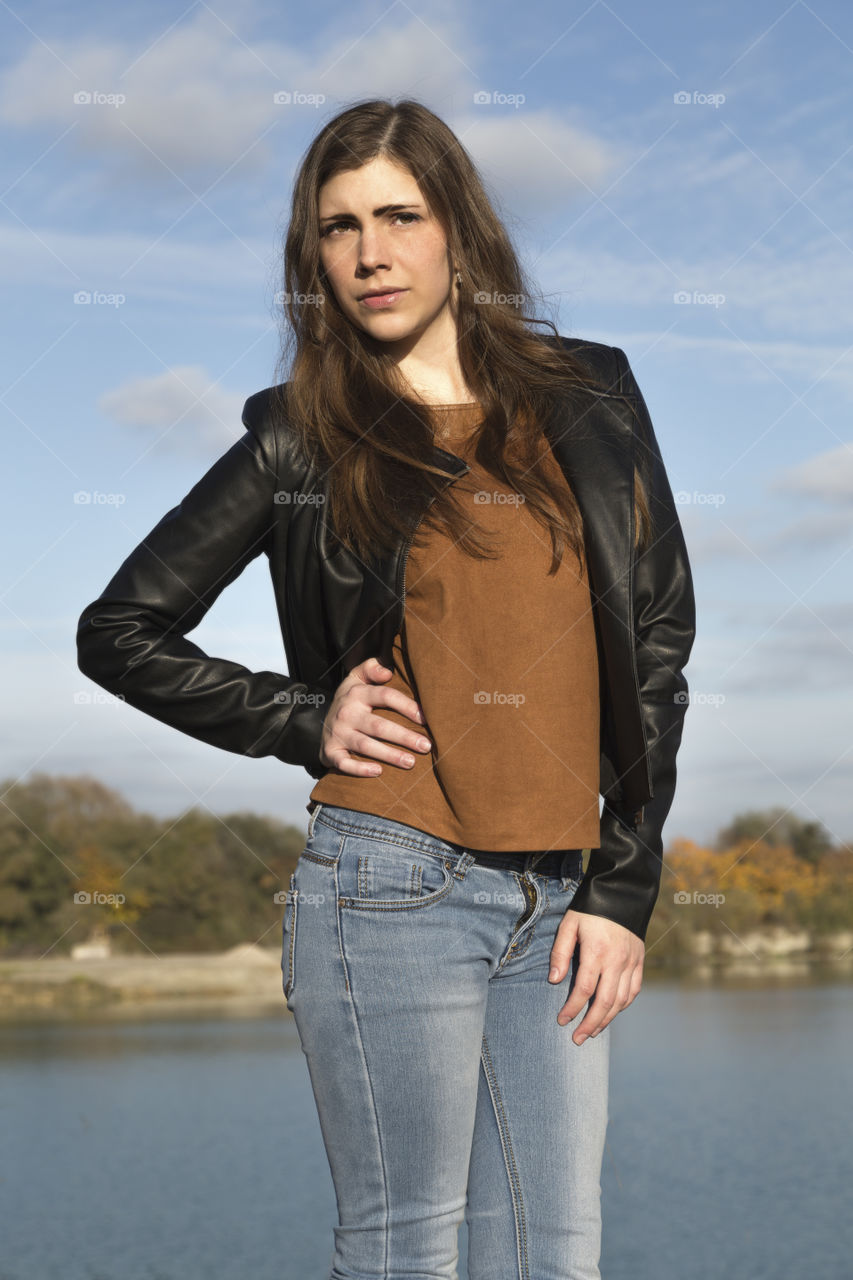 Close-up of a woman posing