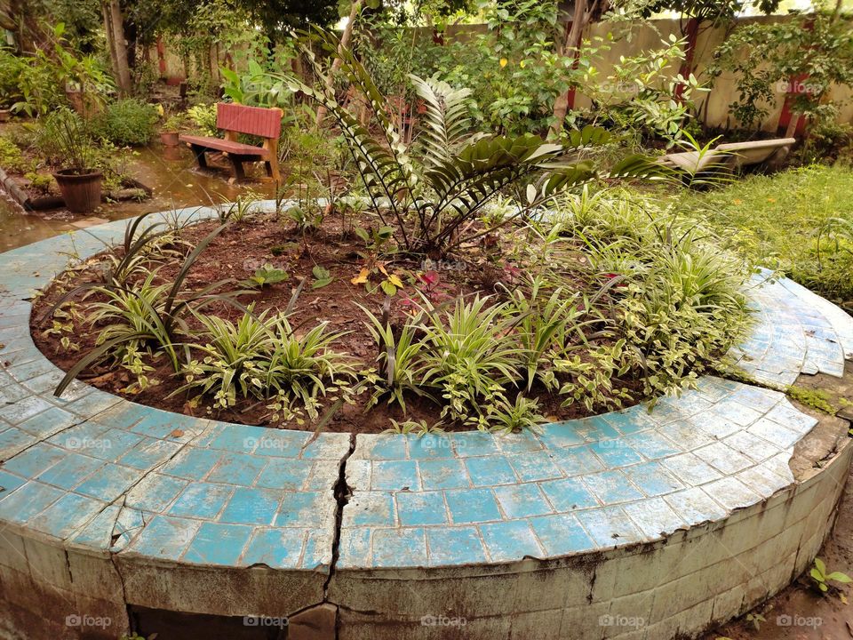 small round garden in garden