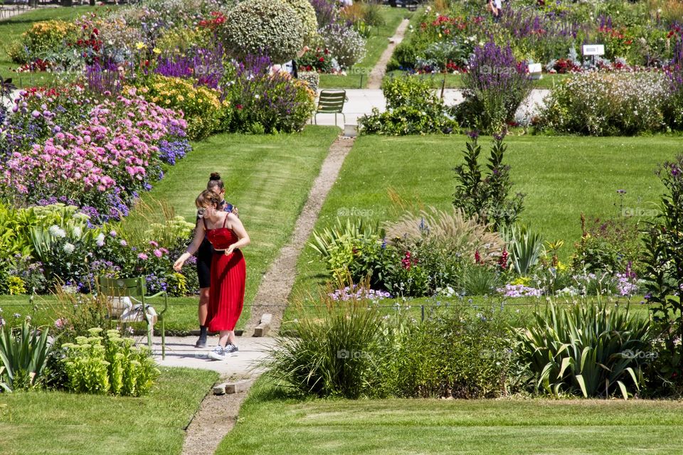 child playing in the garden