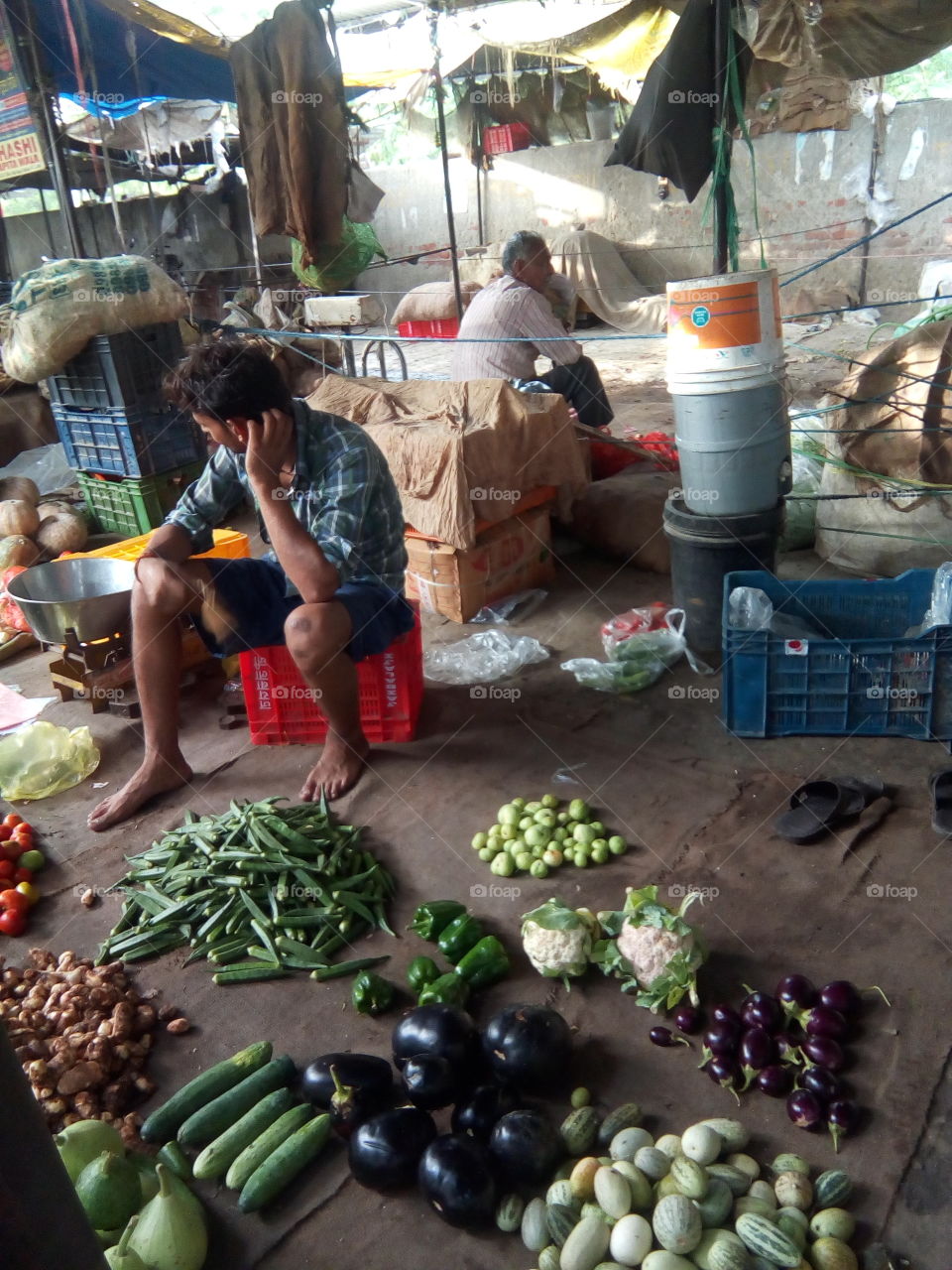 a seen of a vegetable market- people in small business.