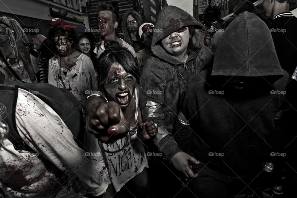 Zombie walk in Sweden. The undead took over the town of Malmö.