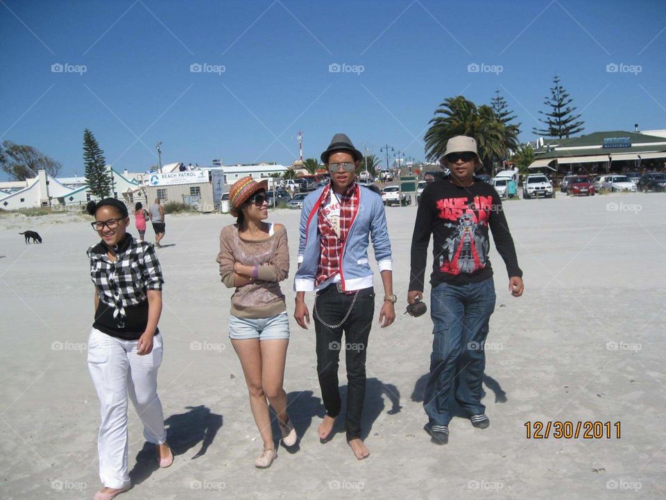 Family Vacation. The whole family on a trip to Langebaan beach in South Africa