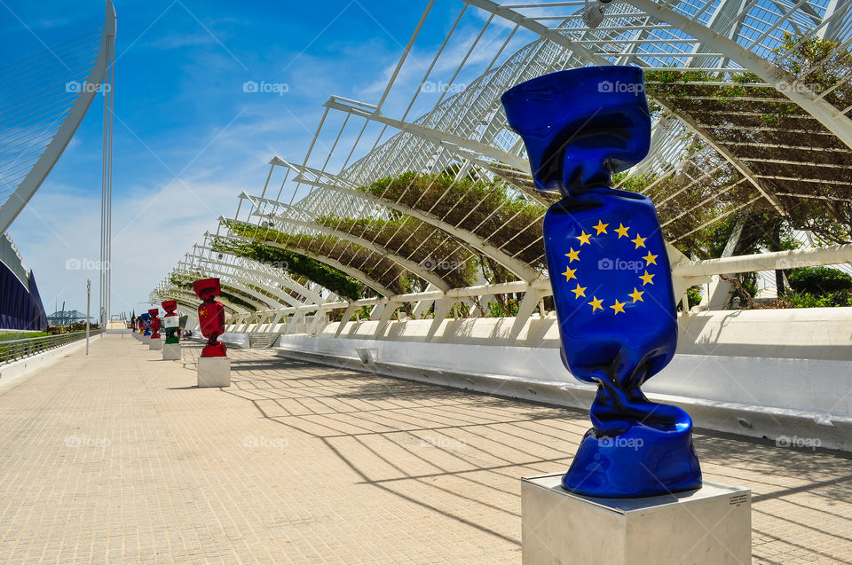 Europe union flag on candy in Valencia 