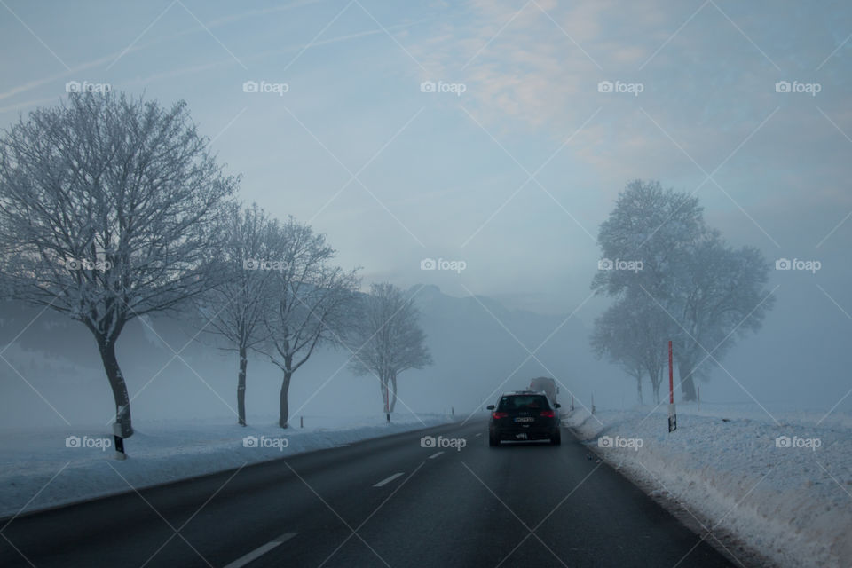 Driving through the fog in Bavaria