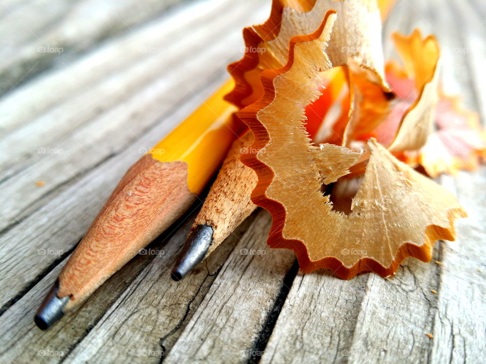 Pencil and pencil shavings