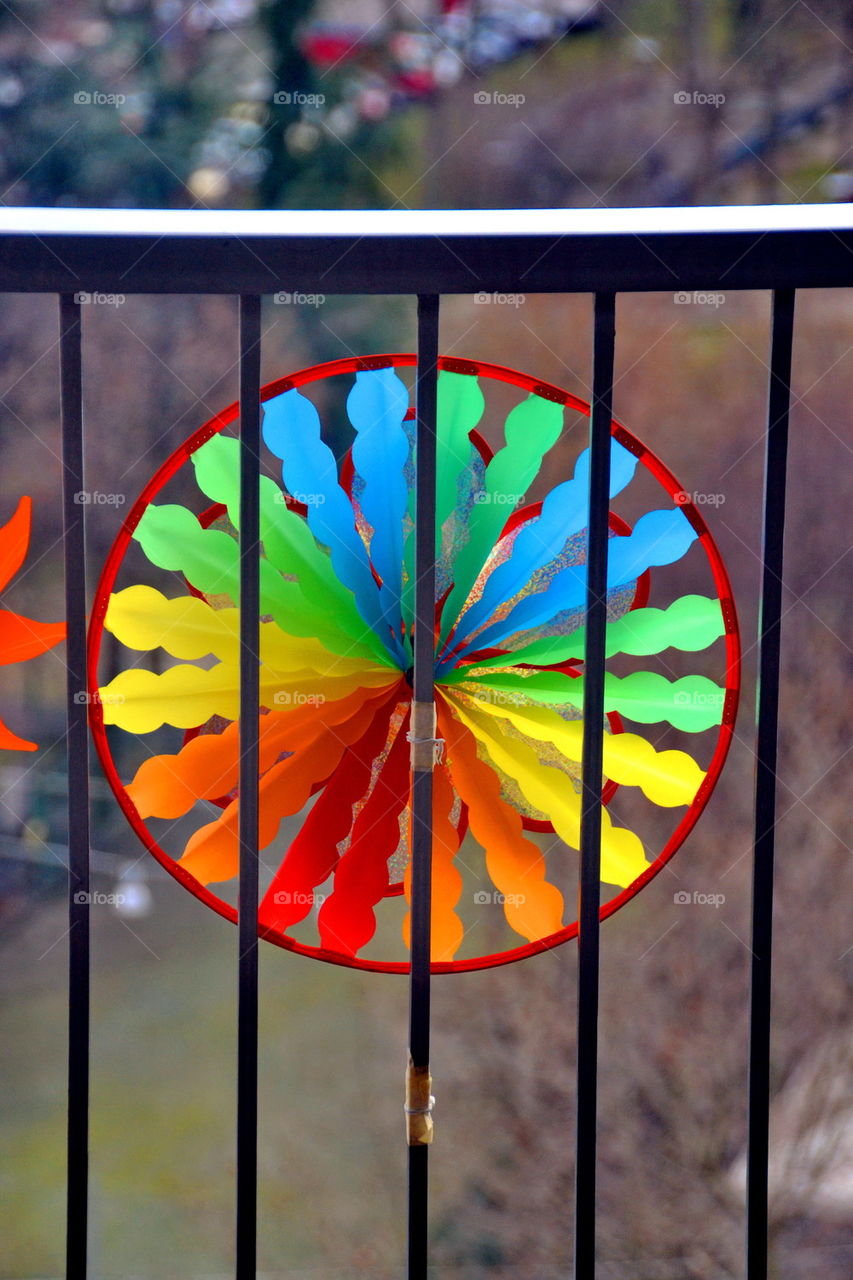 colors, pinwheel, wind, turn, wheel, outdoor, balcony