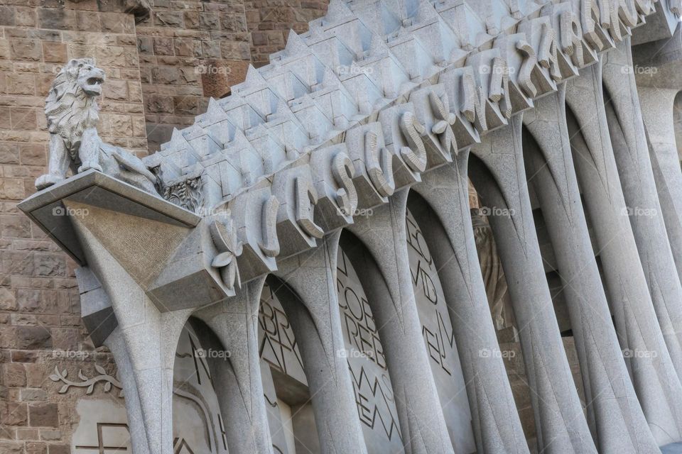 Lion and columns : details of the Sagrada Familia