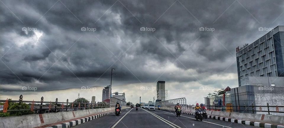 Flyover is a structure which carries one road over the top of another road.