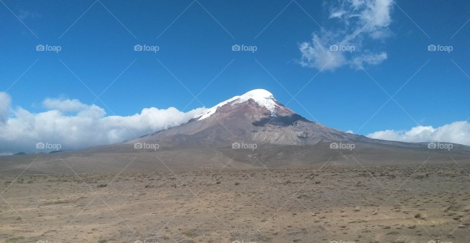 snowy volcano Chimborazo in Ecuador