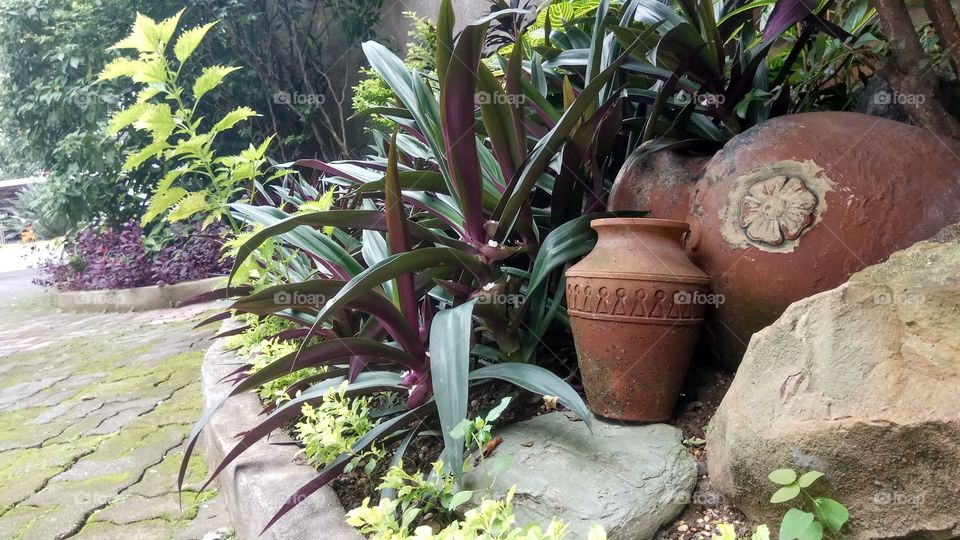Pot in a garden