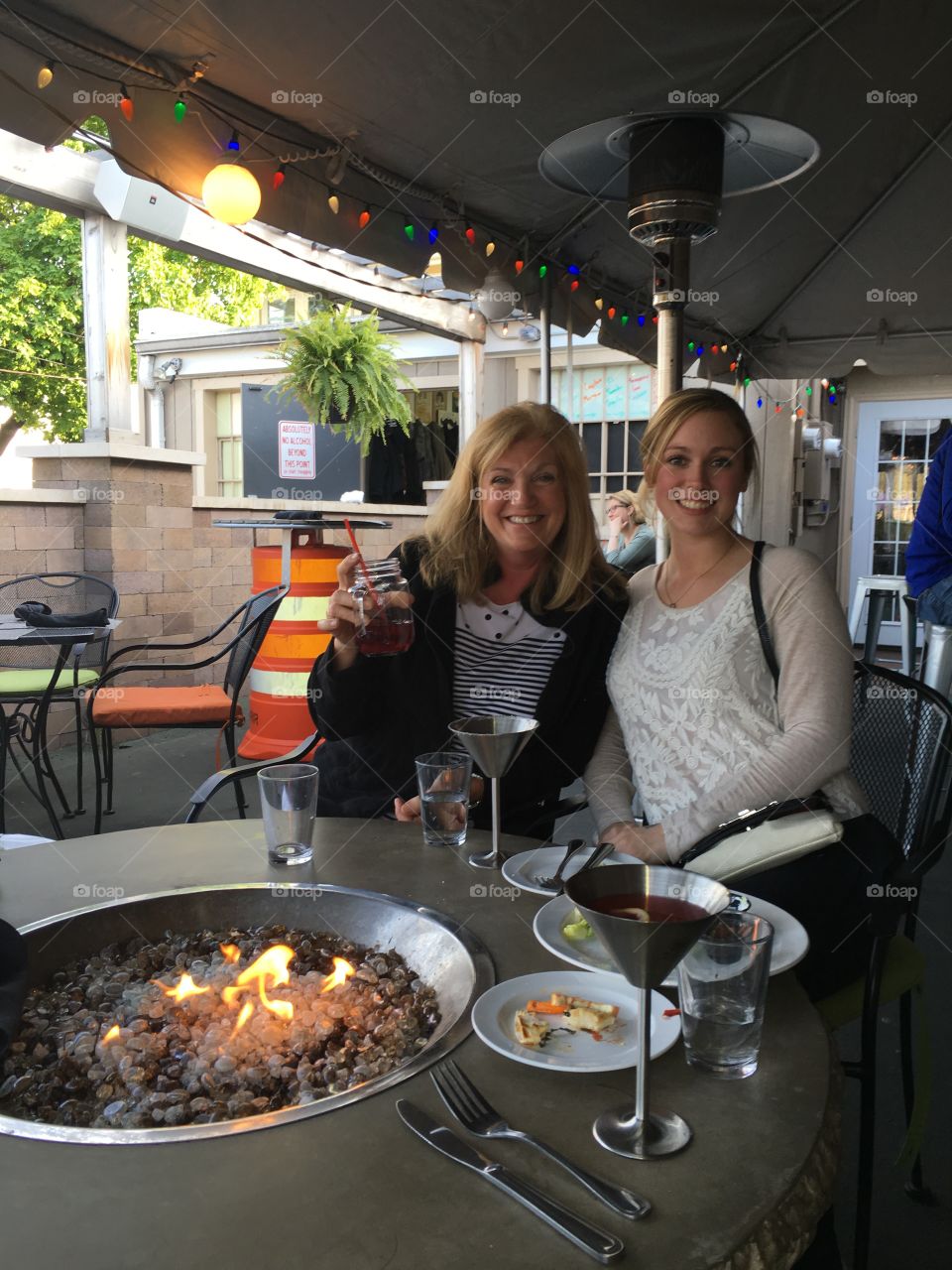 Mother and daughter having lunch