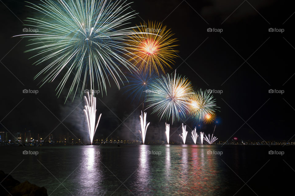 Fireworks in Florianopolis Santa Catarina Brazil.