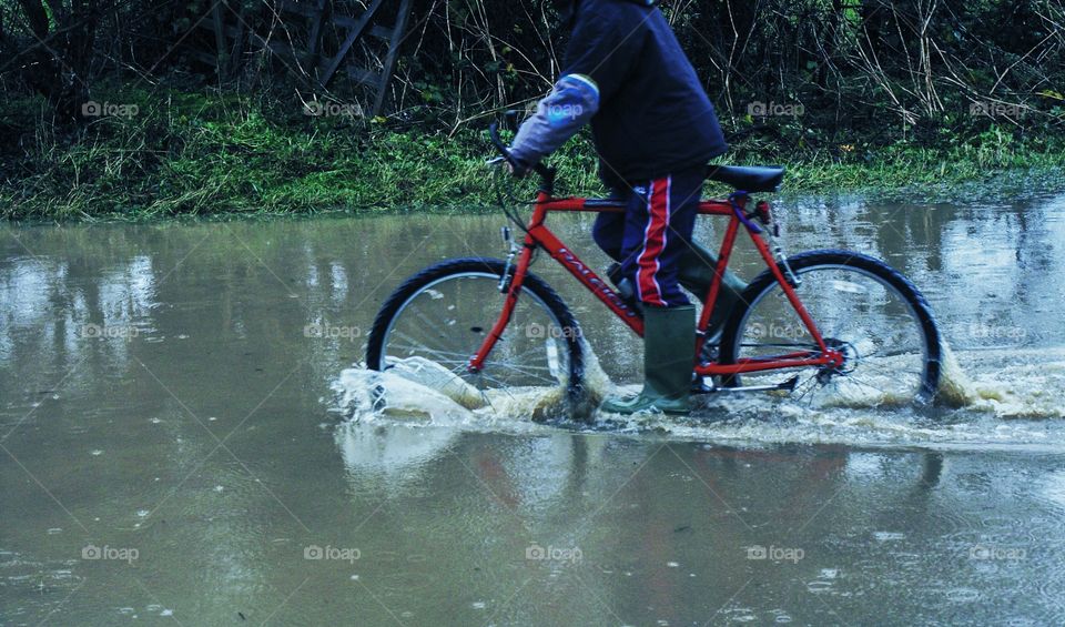 Floods. Flooded road 