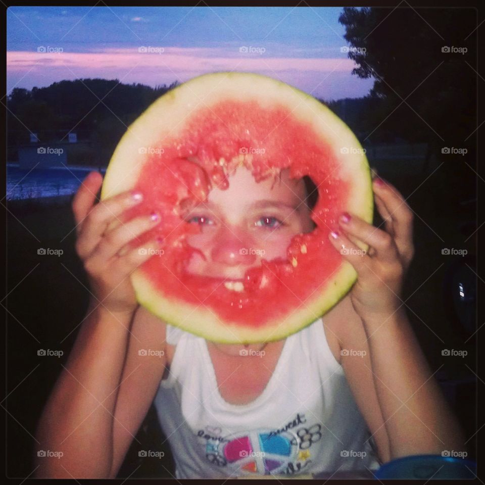 Now you see me. Camping and watermelon