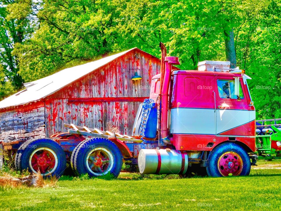 Old farm and old truck