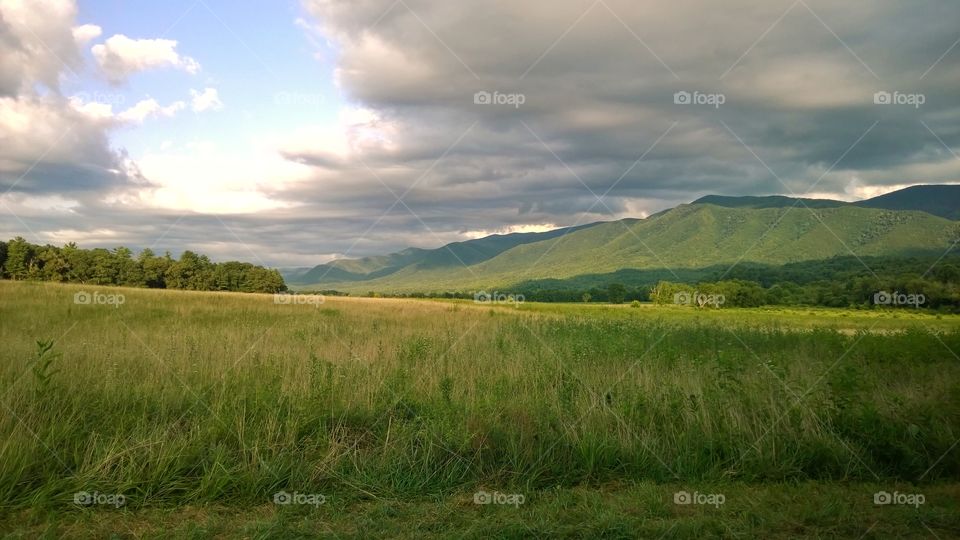 beautiful Tennessee landscape with mountain range background.